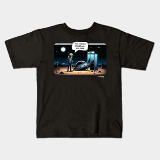 UFO needs a ride - The mystery of phone booth in the Area 51 desert Kids T-Shirt